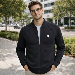 Apple Logo Store Employee Jacket Size Small Black Full Zip Techwear